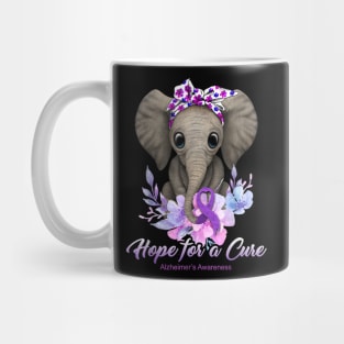 Hope for a Cure Flower Elephant Alzheimer's Awareness Mug